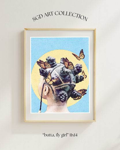 butta, fly girl art print